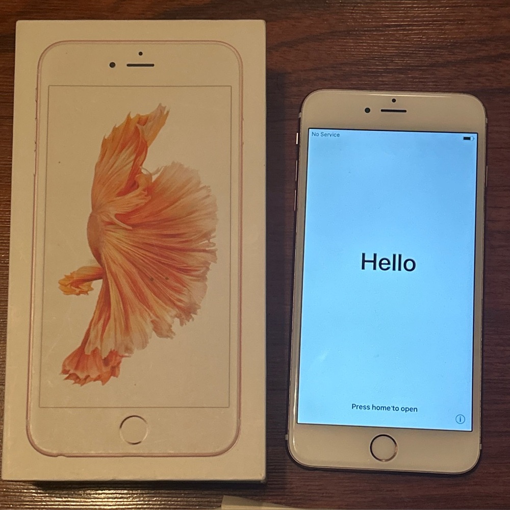 Unlocked Apple iPhone 6S Plus Original Box, Charger Cord,Plug 16 GB Rose Gold